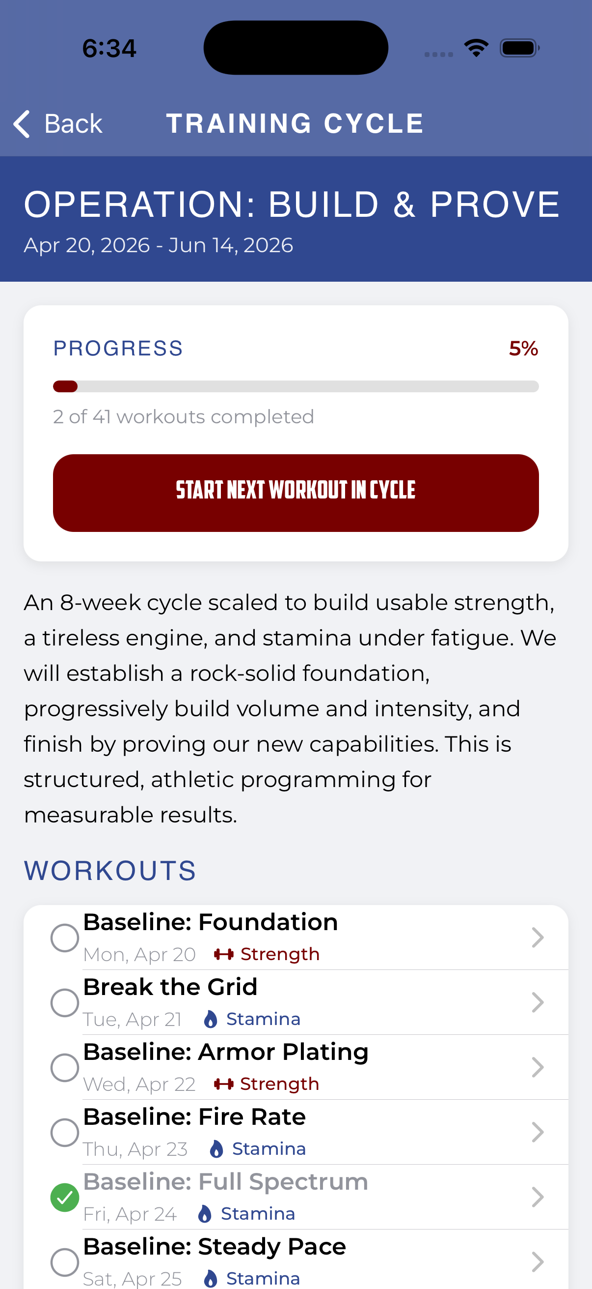 8-week training cycle: Operation Build & Prove