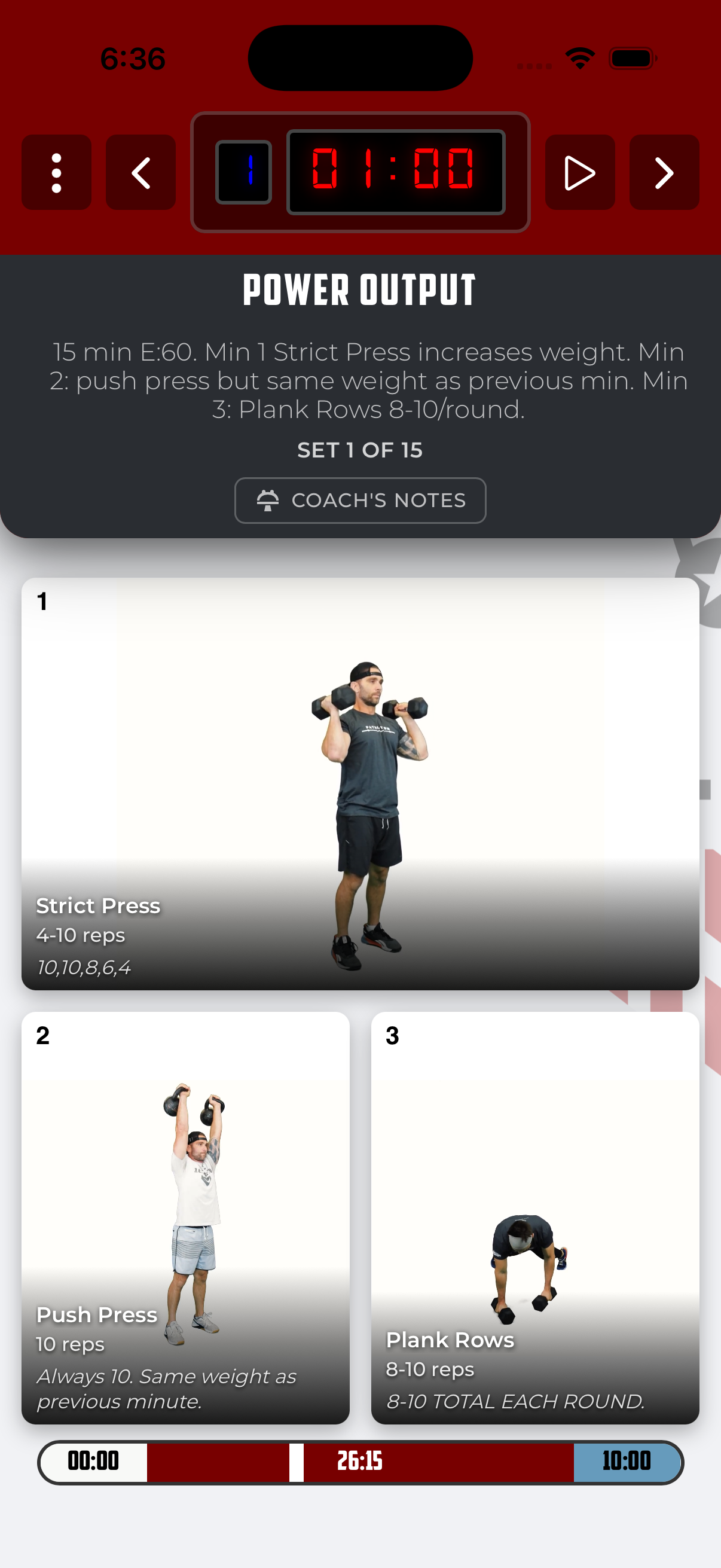 EMOM workout with movement cards and a 1-minute interval timer